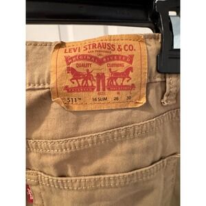 Levis 511 Pants for Boys Sz 16 Reg 28x30 ( 28"x28.5")‎ Tan Khaki Slim Stretch